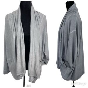 ✅ NWOT Crosby casual grey draped open front cardigan size M